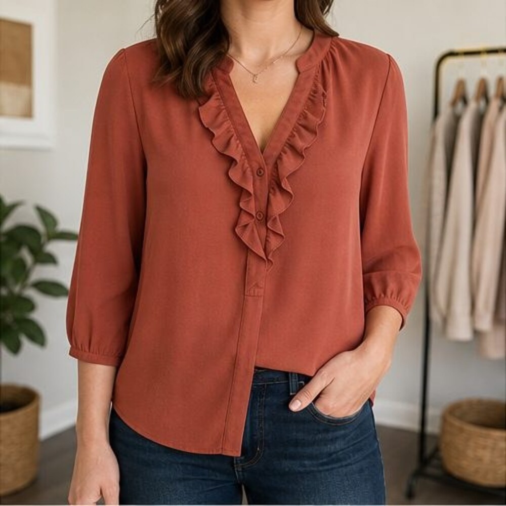 Rust Smocked Top - Picture 2 of 6